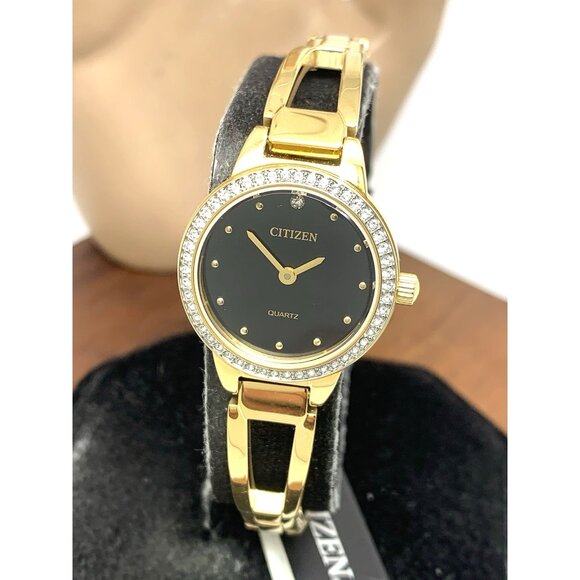 Citizen Women's Watch EZ7012-85E Quartz Black Dial Gold Stainless Steel 24mm - Picture 1 of 14